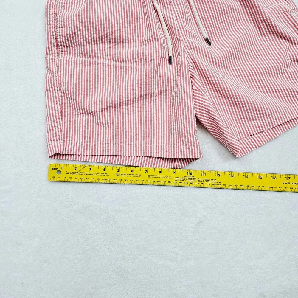 Polo Ralph Lauren Swim Trunks Mens S Red White Seersucker Striped Preppy Coastal
